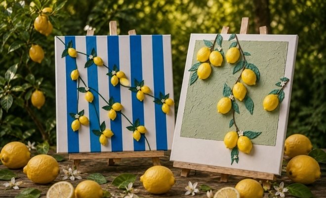 Арт-вечеринка Artvibes. Объёмные лимоны на холсте в ресторане Крыша 18