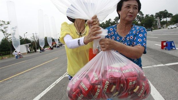 Южная Корея отправила Северной 200 кг печенек на воздушных шариках