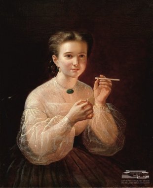 П.Е. Заболотский. Девушка с папиросой. 1850-е
