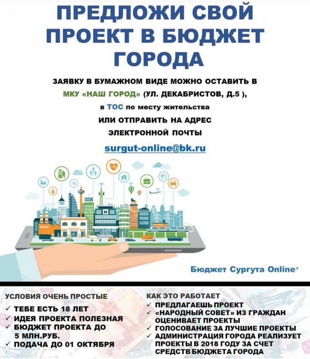 В Сургуте продолжается прием заявок на участие в проекте "Бюджет Сургута online" 