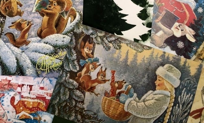 История новогодней открытки