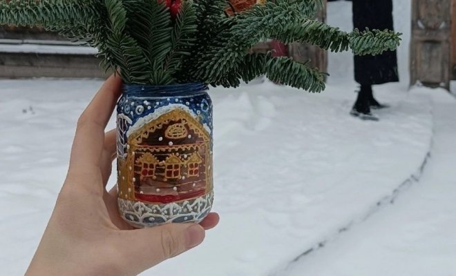 Зимний подсвечник