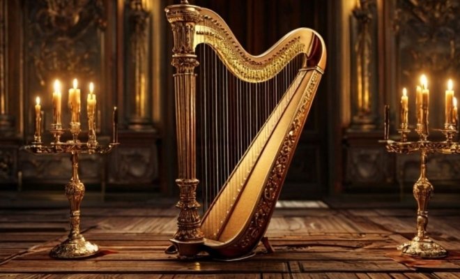 Кельтские арфы при свечах