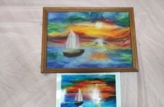 Создание мини картины из шерсти