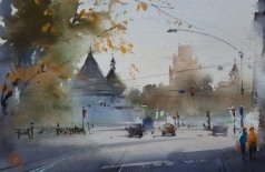 Илья Ибряев. Городской пейзаж. Акварель