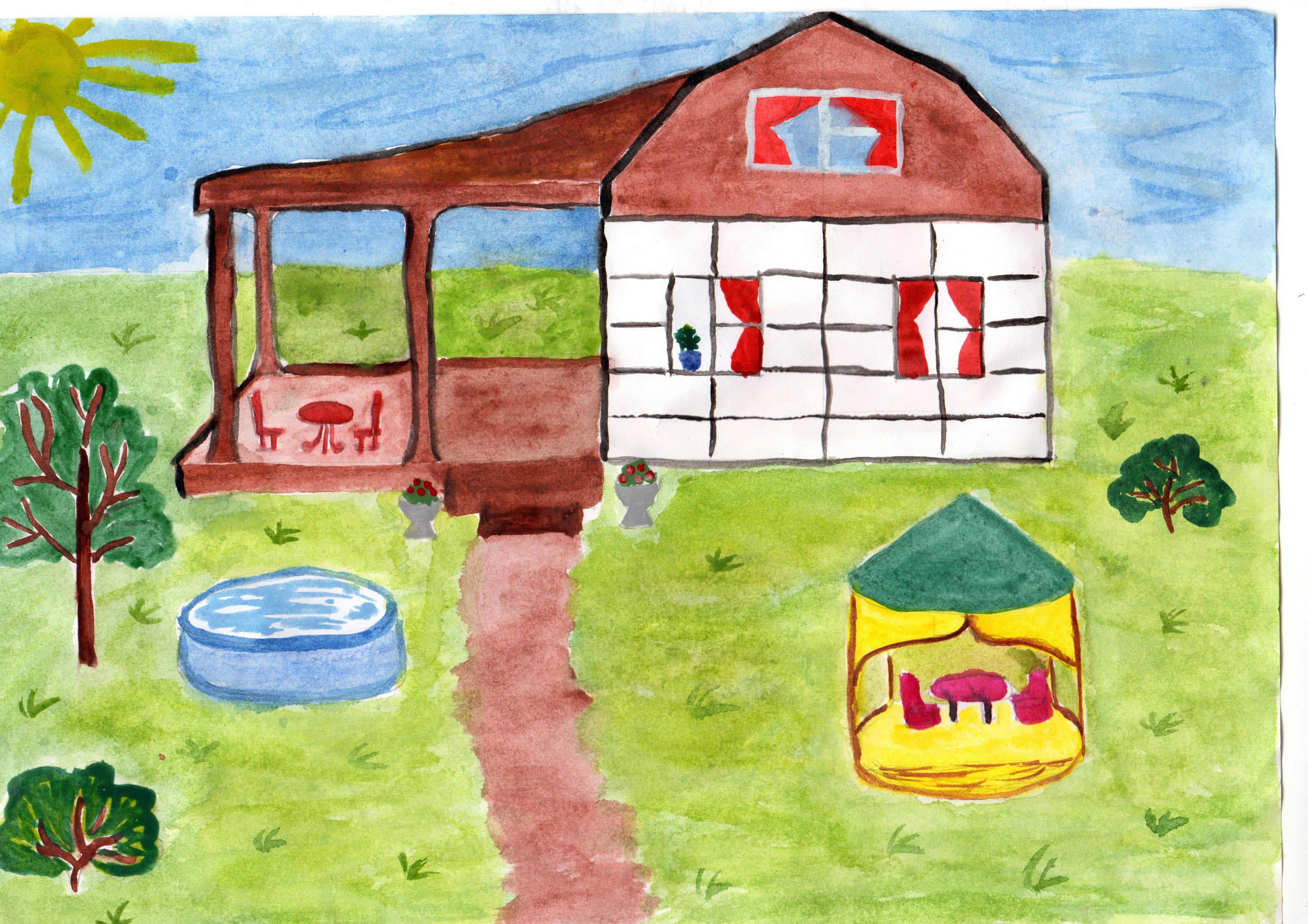 Нарисовать дом мечты 7 класс. Детские рисунки домов. Рисование на тему дом. Домик детский рисунок. Рисунок мой дом.