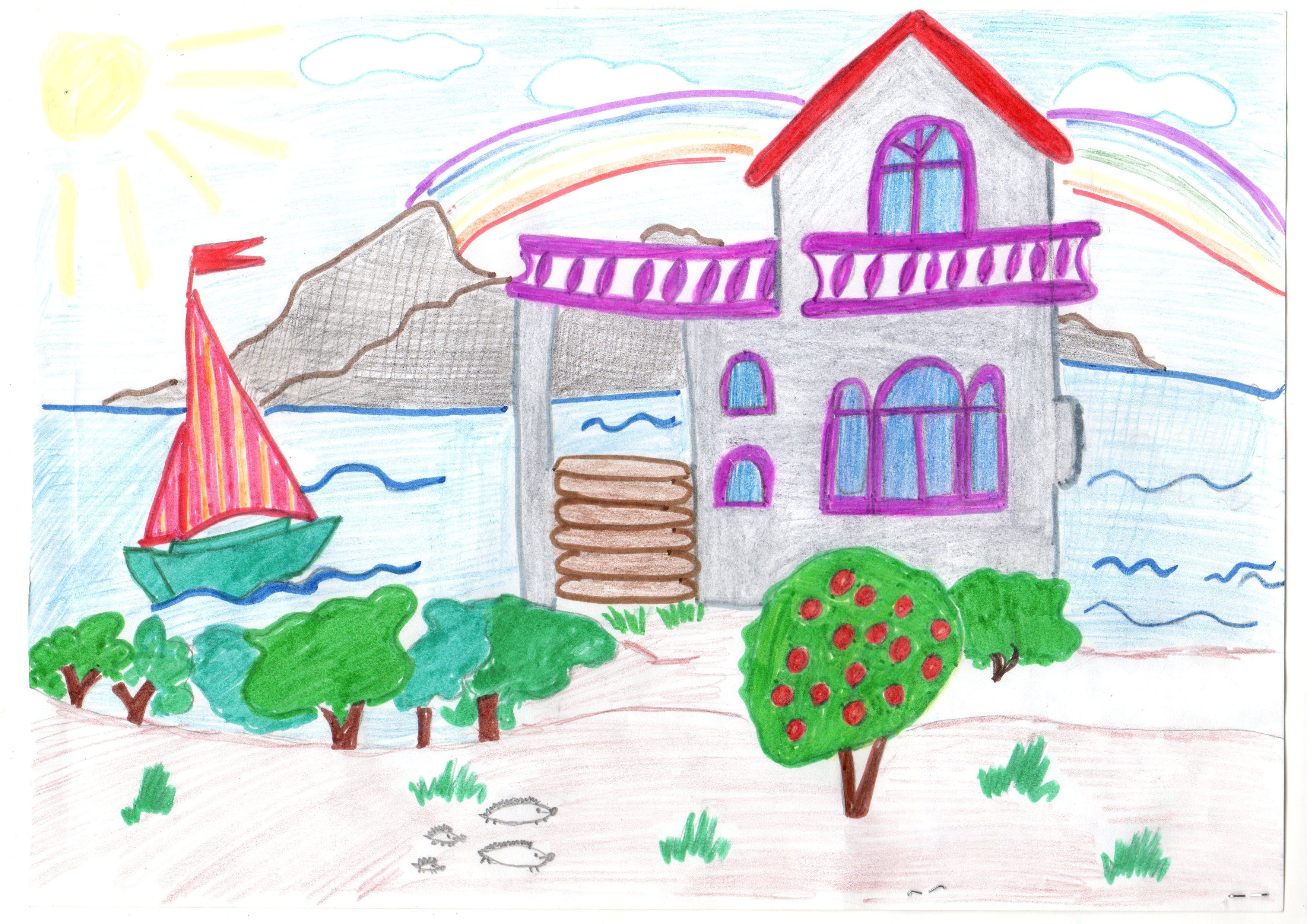 Мой дом мой образ жизни рисунок. Рисунок моя мечта. Детский рисунок дом моей мечты. Рисунок на тему школа будущего. Садик будущего рисунки.